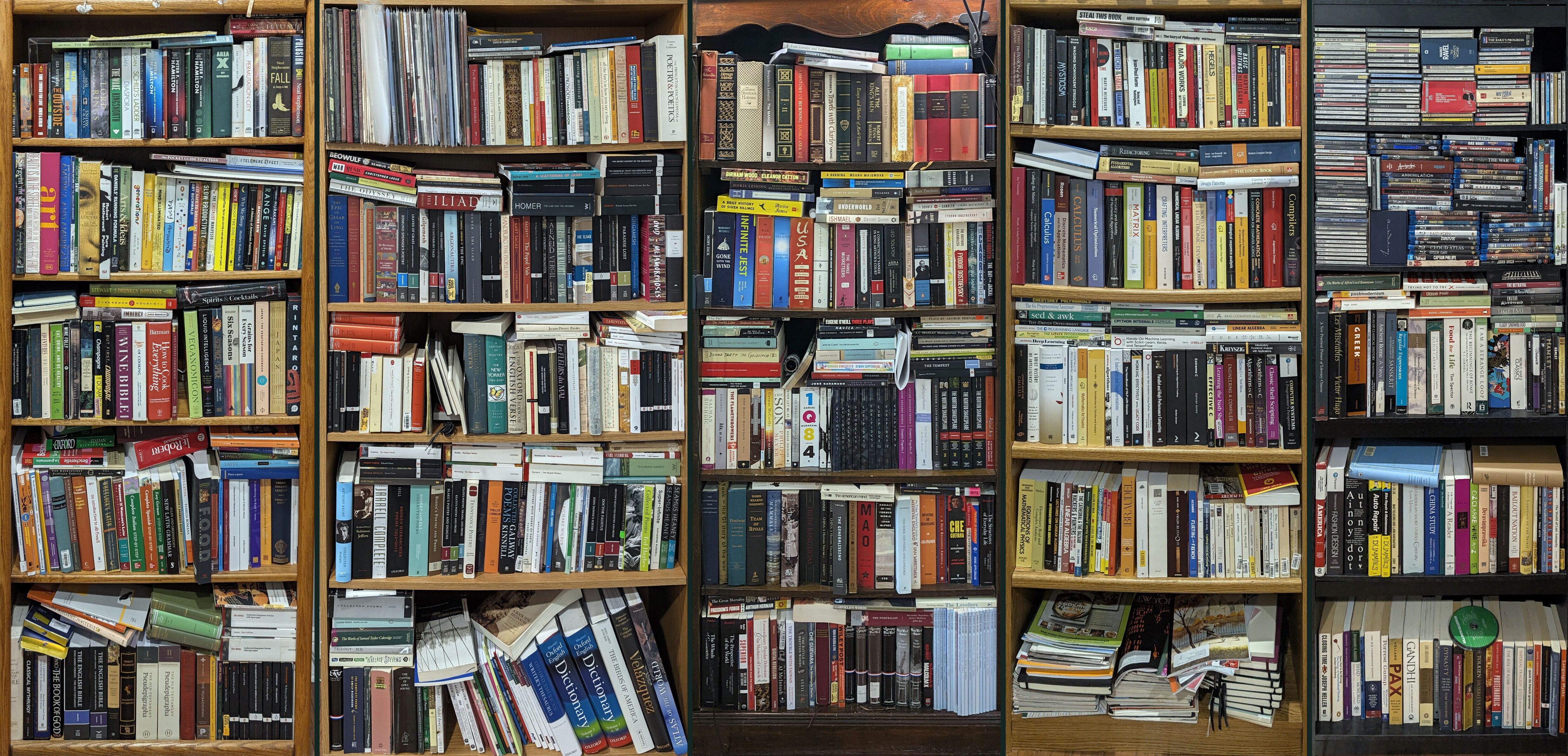 My five bookcases, at full size